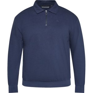 North Latitude poloshirt langærmet i blød bomuld, med kort lynlås marine blå