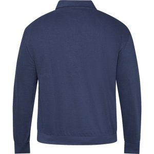 North Latitude poloshirt langærmet i blød bomuld, med kort lynlås marine blå