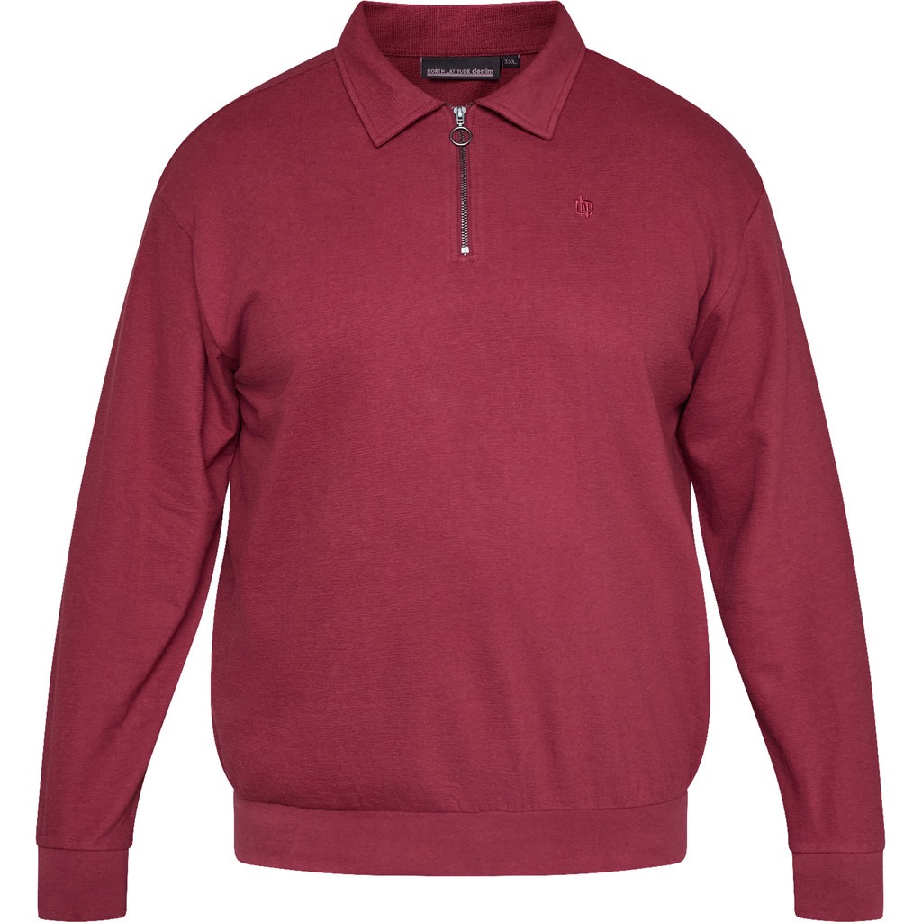 North Latitude poloshirt langærmet i blød bomuld, med kort lynlås vin rød