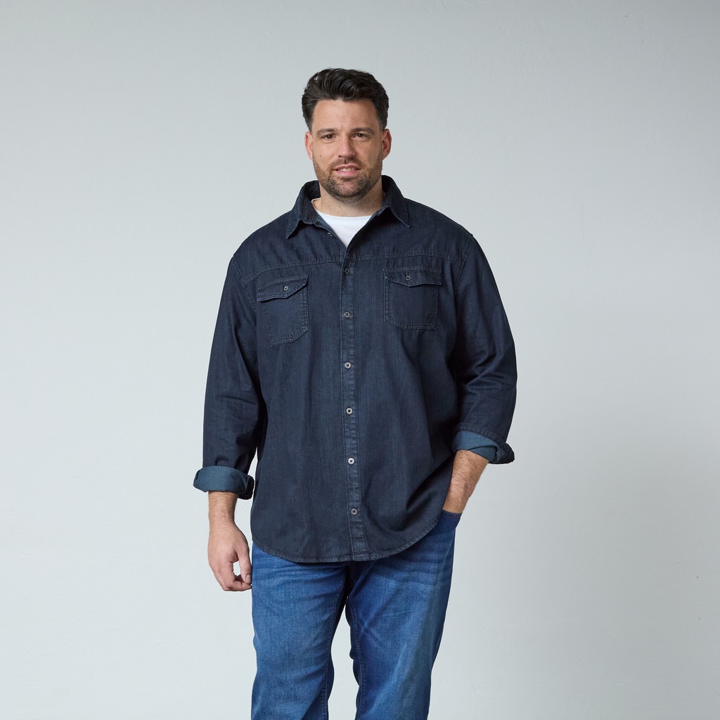 North Latitude denim cowboy skjorte slid de rigtige steder blå - Billede 2