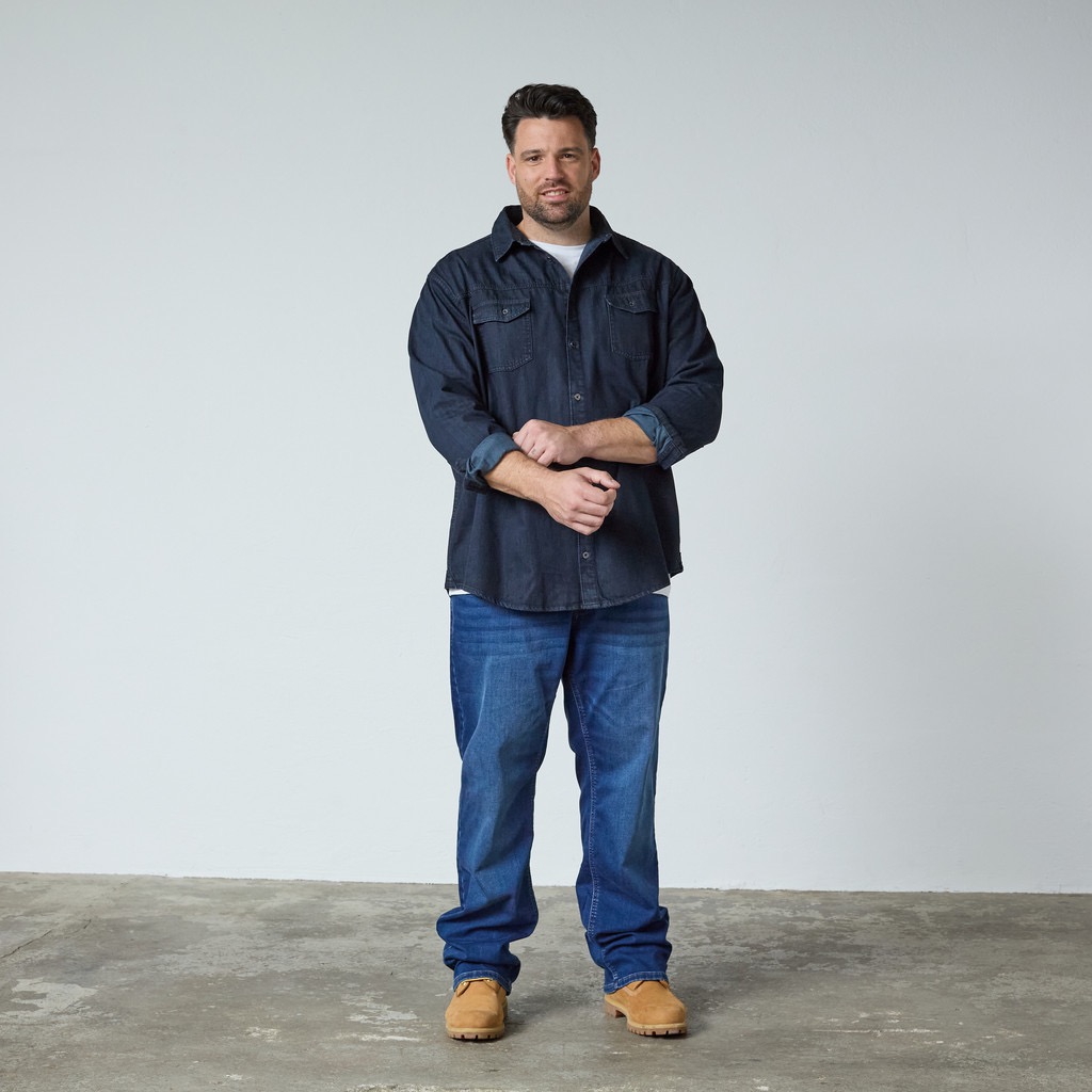 North Latitude denim cowboy skjorte slid de rigtige steder blå - Billede 3