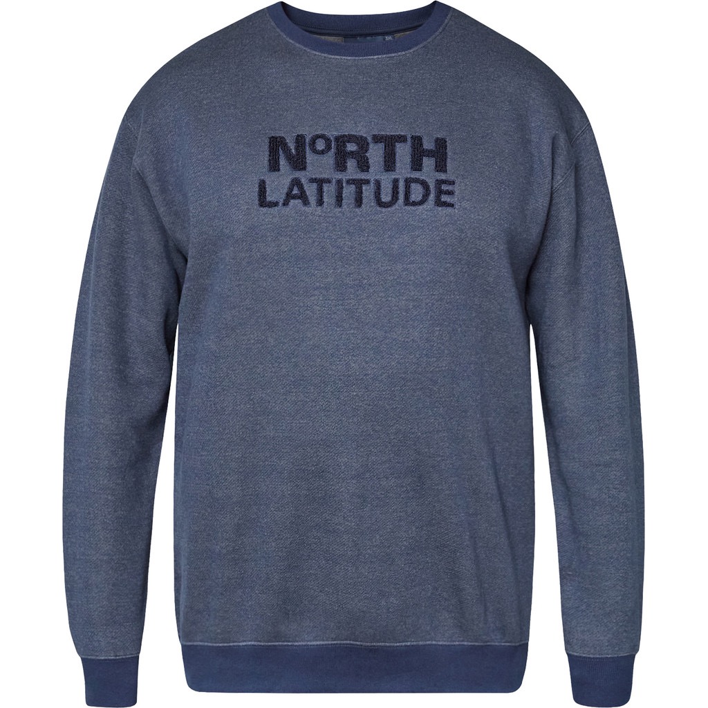 North latitude sweat shirt med brodring marine blå TALL