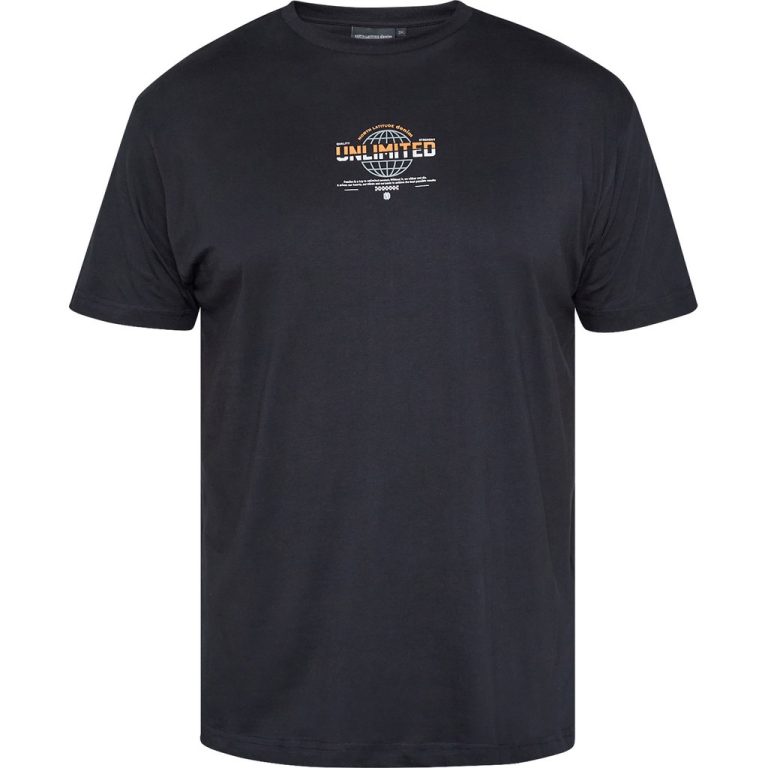 Sort t-shirt med rund hals og lille print til høje mænd fra North Latitude