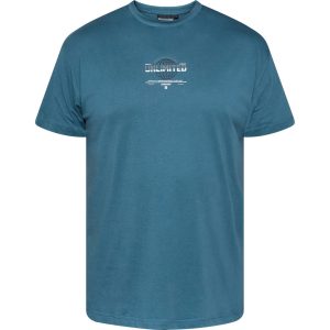 T-shirt fra North Latitude med rund hals og lille print petrol TALL