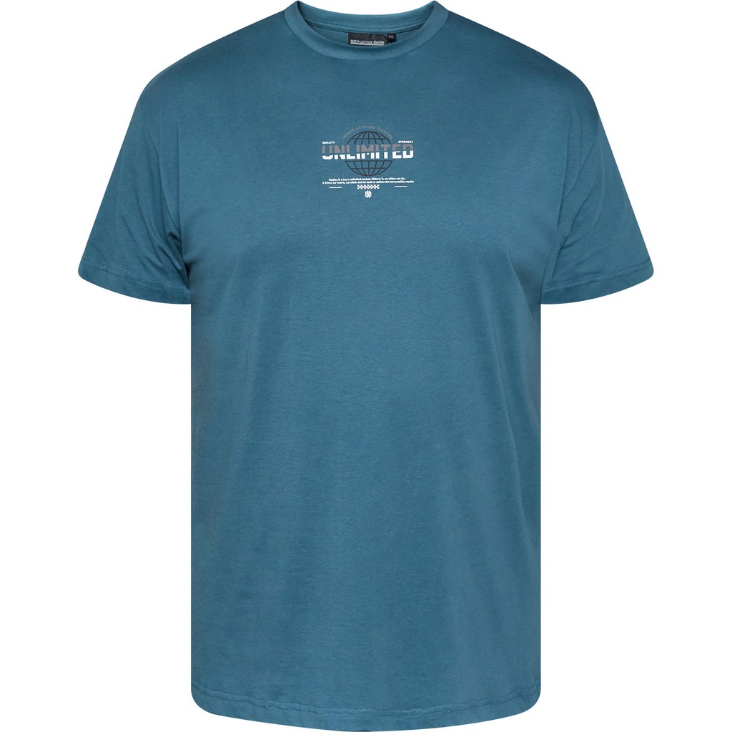 T-shirt fra North Latitude med rund hals og lille print petrol TALL