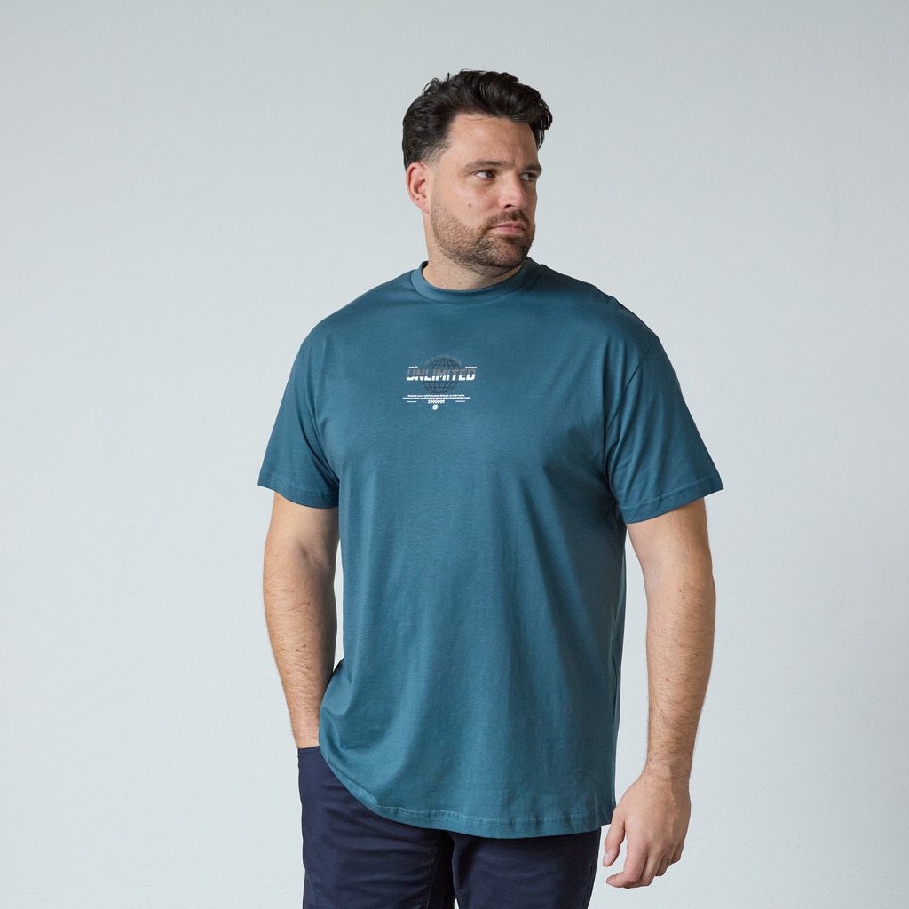 T-shirt fra North Latitude med rund hals og lille print petrol TALL - Billede 4