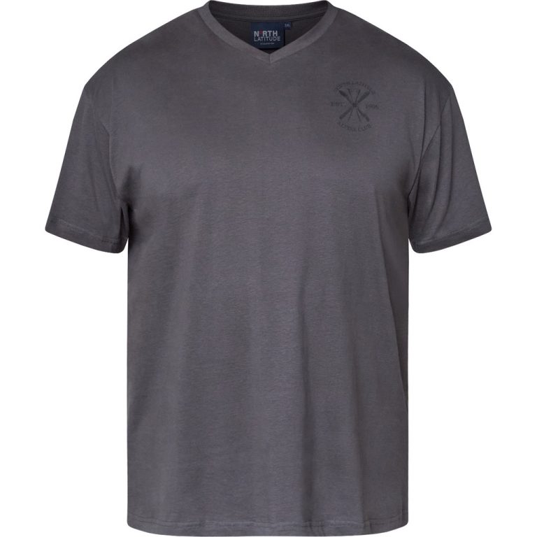Koksgrå t-shirt med v-hals til store mænd fra North Latitude, XL til 8XL