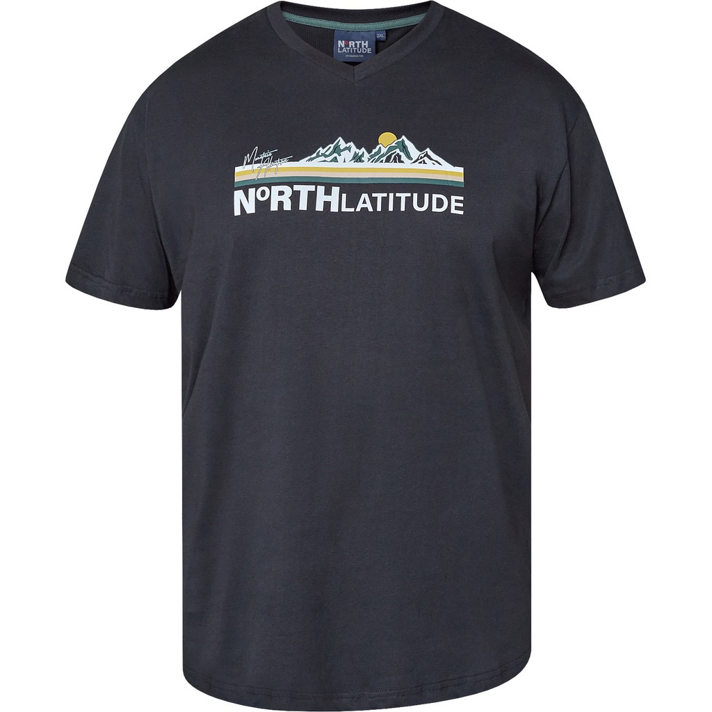 T-shirt fra North Latitude med v-hals sort med print