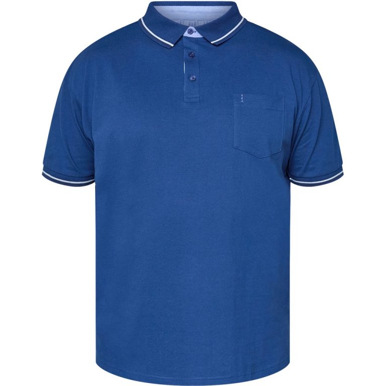 Mellemblå flex polo med kontrast på flip og ærme til store mænd fra North Latitude, XL til 8XL
