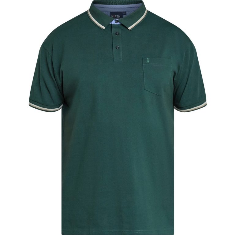 Grøn flex polo med kontrast på flip og ærme til store mænd fra North Latitude, XL til 8XL