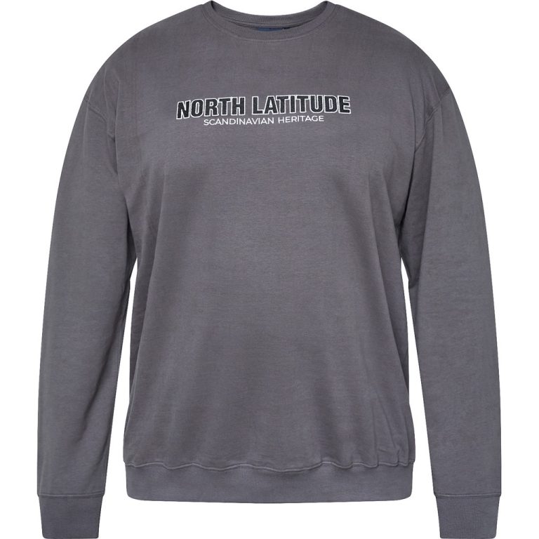 Koksgrå sweatshirt med print til store mænd fra North Latitude, M til 8XL