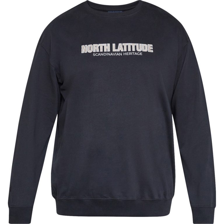 Sort sweatshirt med print til store mænd fra North Latitude, M til 8XL