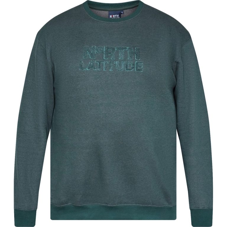 Mørkegrøn sweatshirt med brodering til store mænd fra North Latitude, M til 8XL