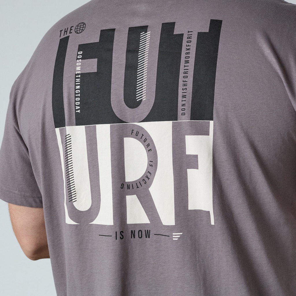 North Latitude ryg printet t-shirt rund-hals stål grå - Billede 4