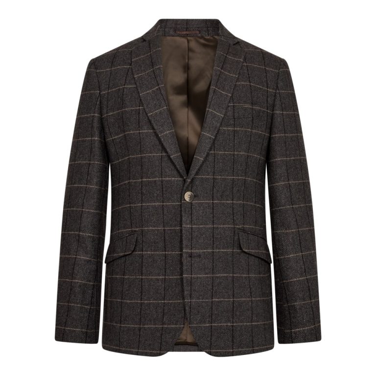 Brun blazer med stor tern i modern fit til store mænd fra Sunwill