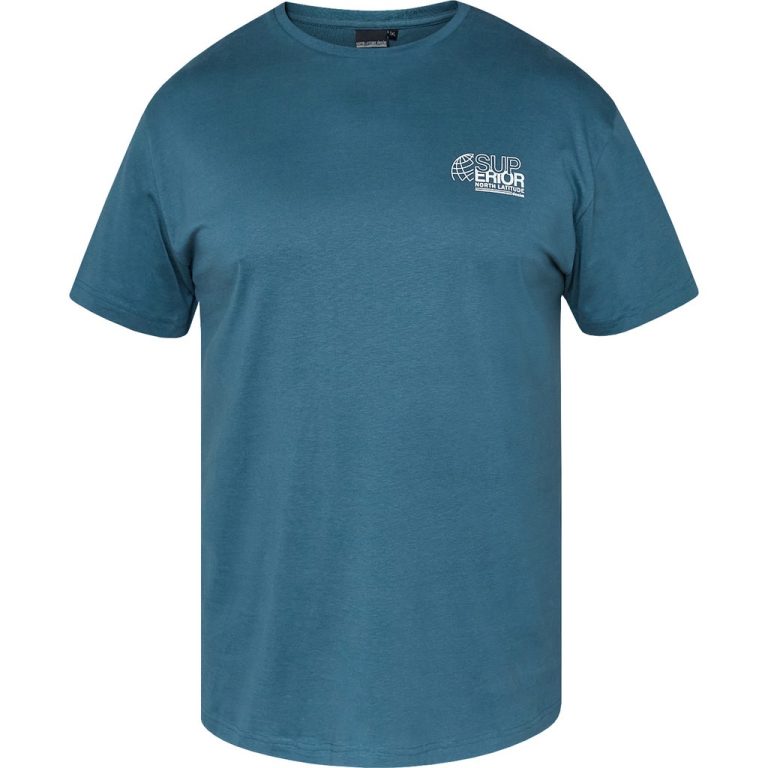Petrolfarvet t-shirt med lille print til store mænd fra North Latitude, XL til 8XL
