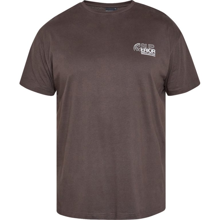 Mørkebrun t-shirt med lille print til store mænd fra North Latitude, XL til 8XL