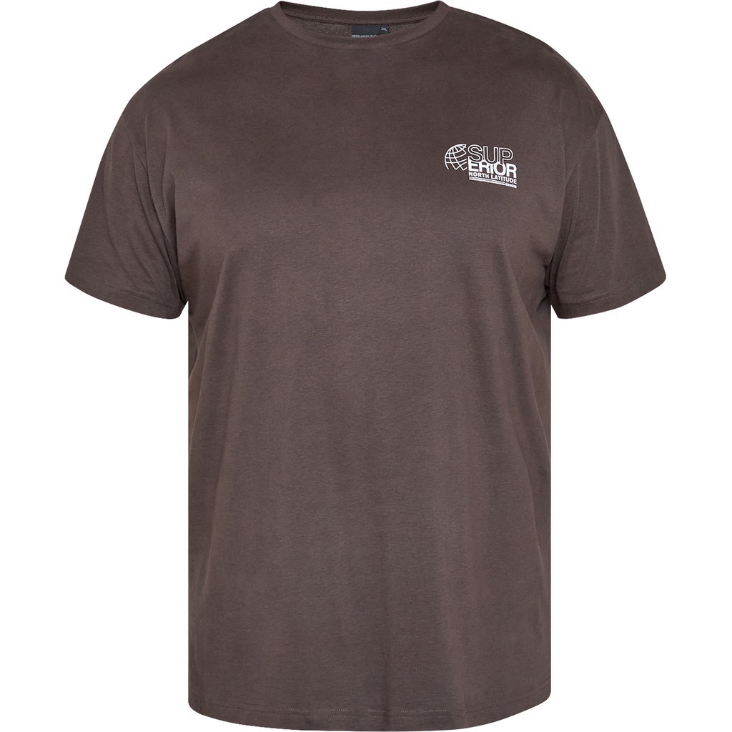 North Latitude t-shirt med lille print mørke brun