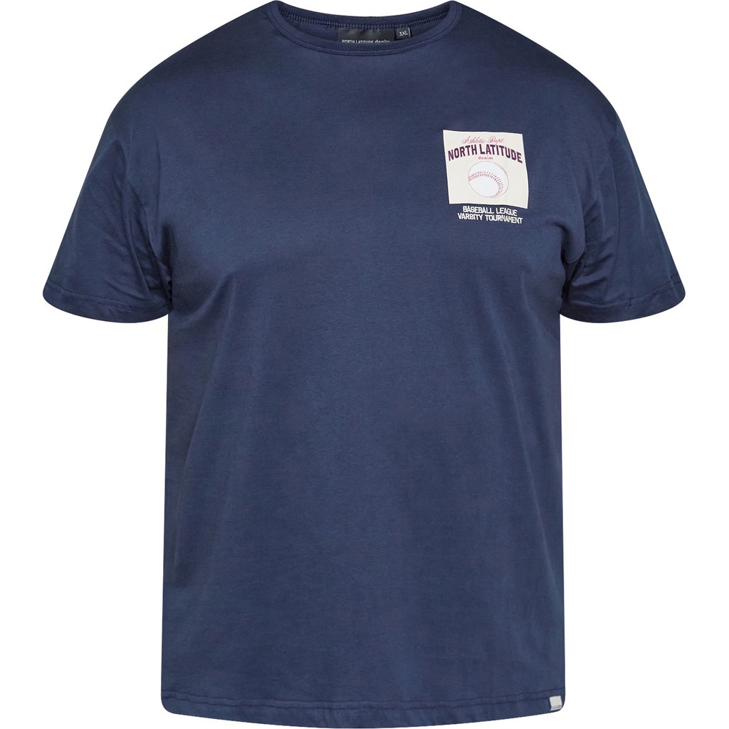 North Latitude t-shirt med lille print marine blå