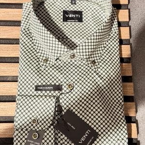 Venti “comfort fit” lang ærmet skjorte med grøn med lys punkter 72 cm ærme TALL