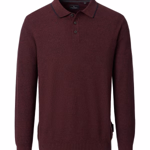 Casa Moda lang ærmet bomuld polo flat strikket brandt henna