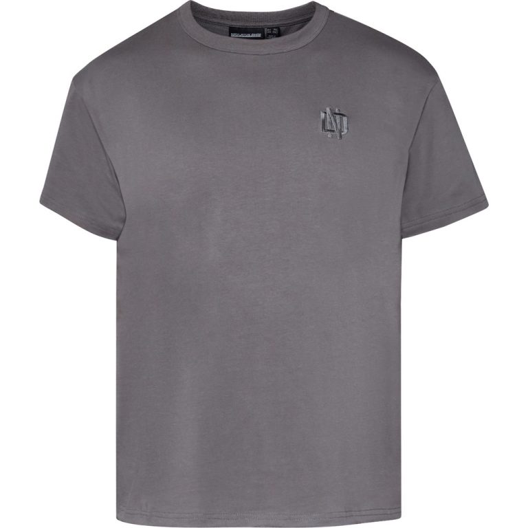 Stålgrå heavy jersey t-shirt med brodering foran og bagpå til store mænd fra North Latitude, M til 8XL