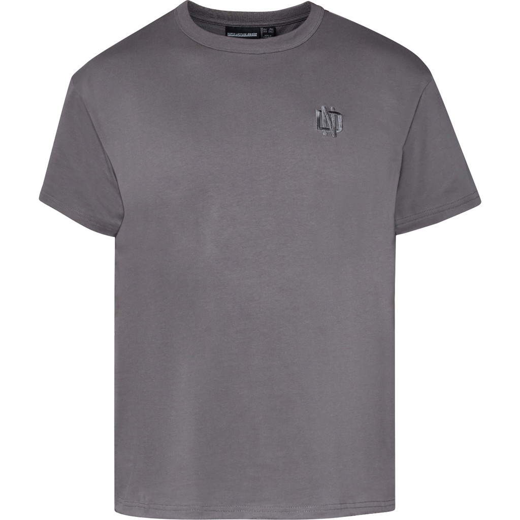 North Latitude heavy jersey t-shirt med brodering for og bag stål grå