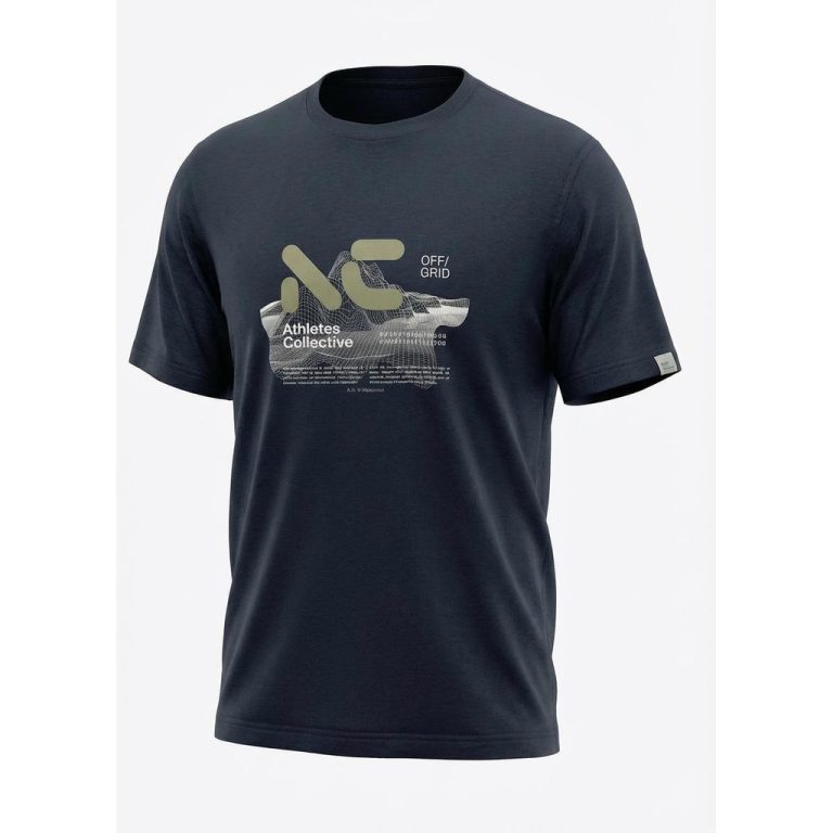Sort t-shirt med lille print og rund hals til store mænd fra Athletes Collective, M til 8XL