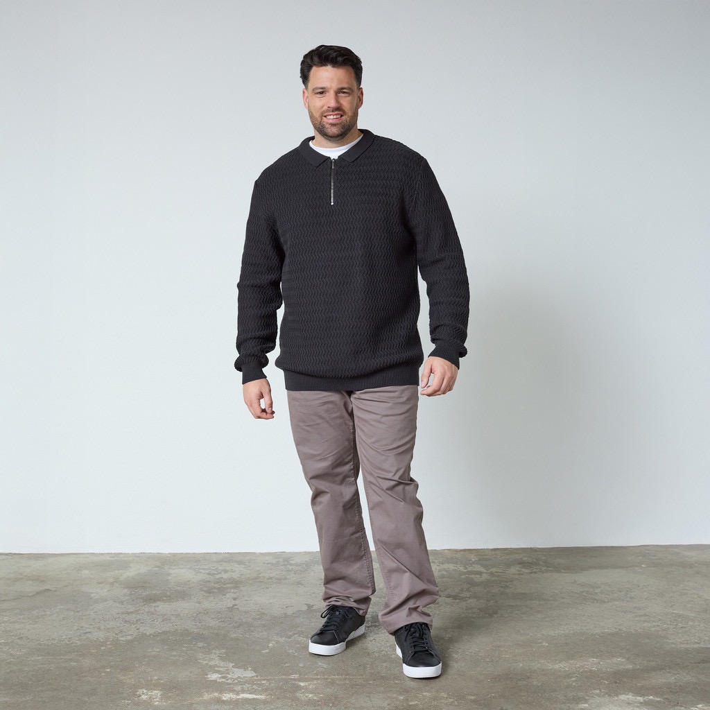 North Latitude langærmet patent strikket pullover med kort lyn sort