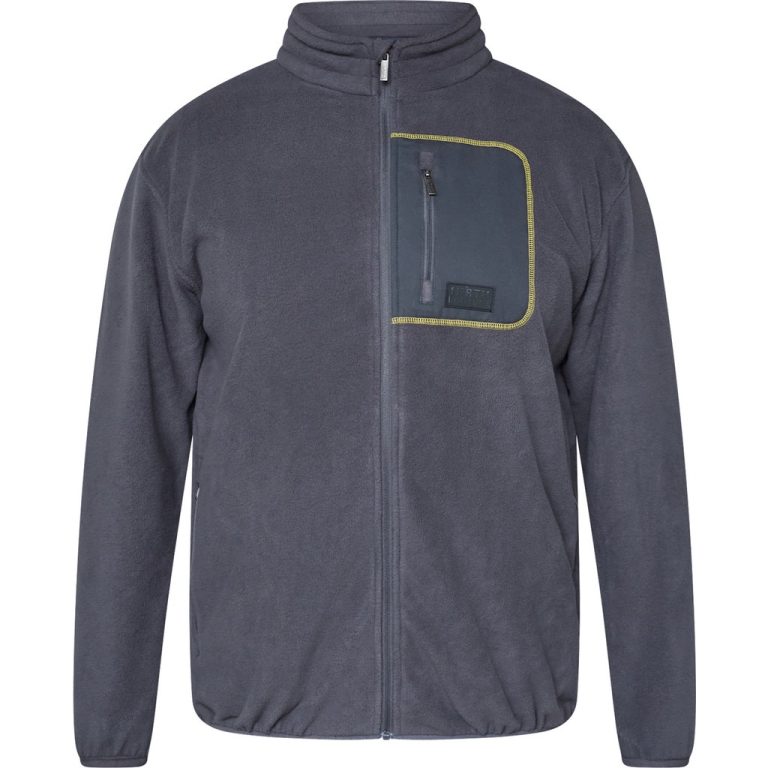 Koksgrå fleecejakke med fuld lynlås og brystlomme til store mænd fra North Latitude, XL til 8XL