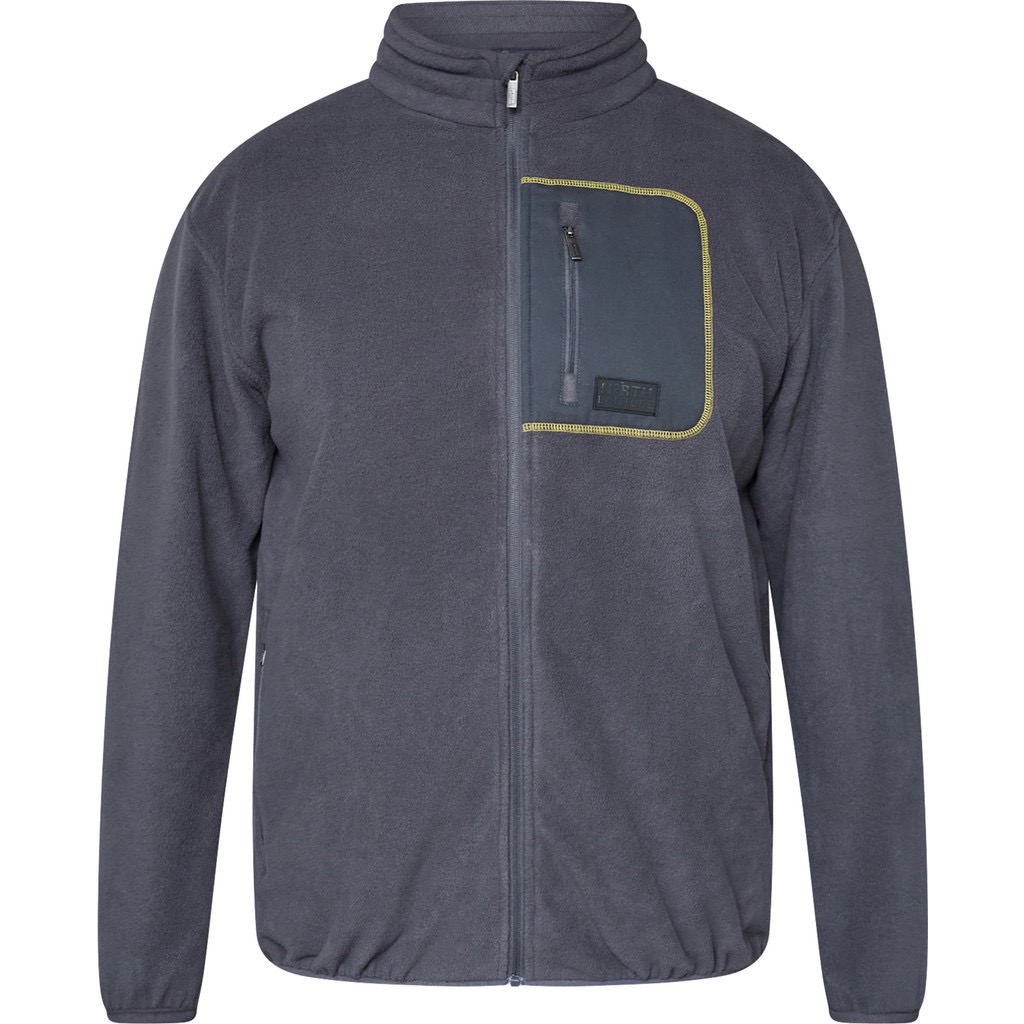 North Latitude fleece med fuld lynlås og brystlomme koks grå