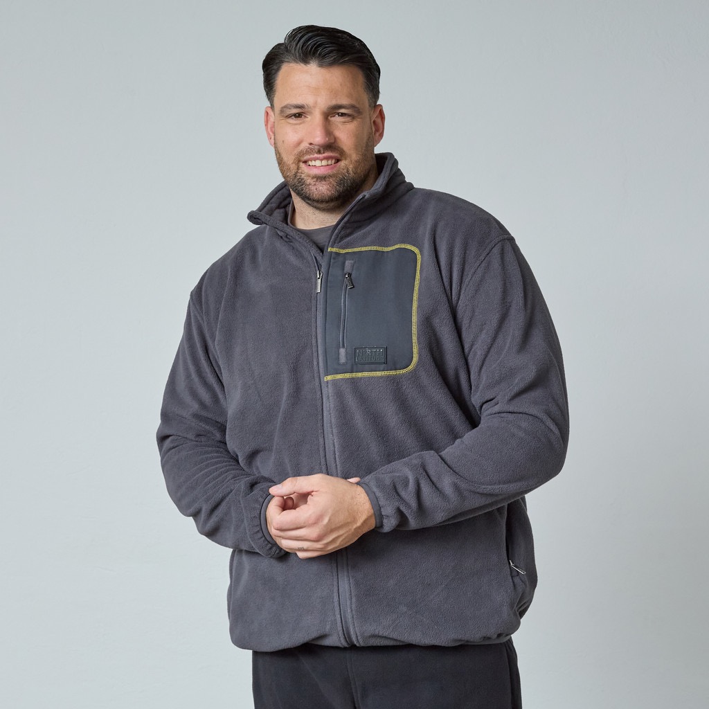 North Latitude fleece med fuld lynlås og brystlomme koks grå - Billede 3