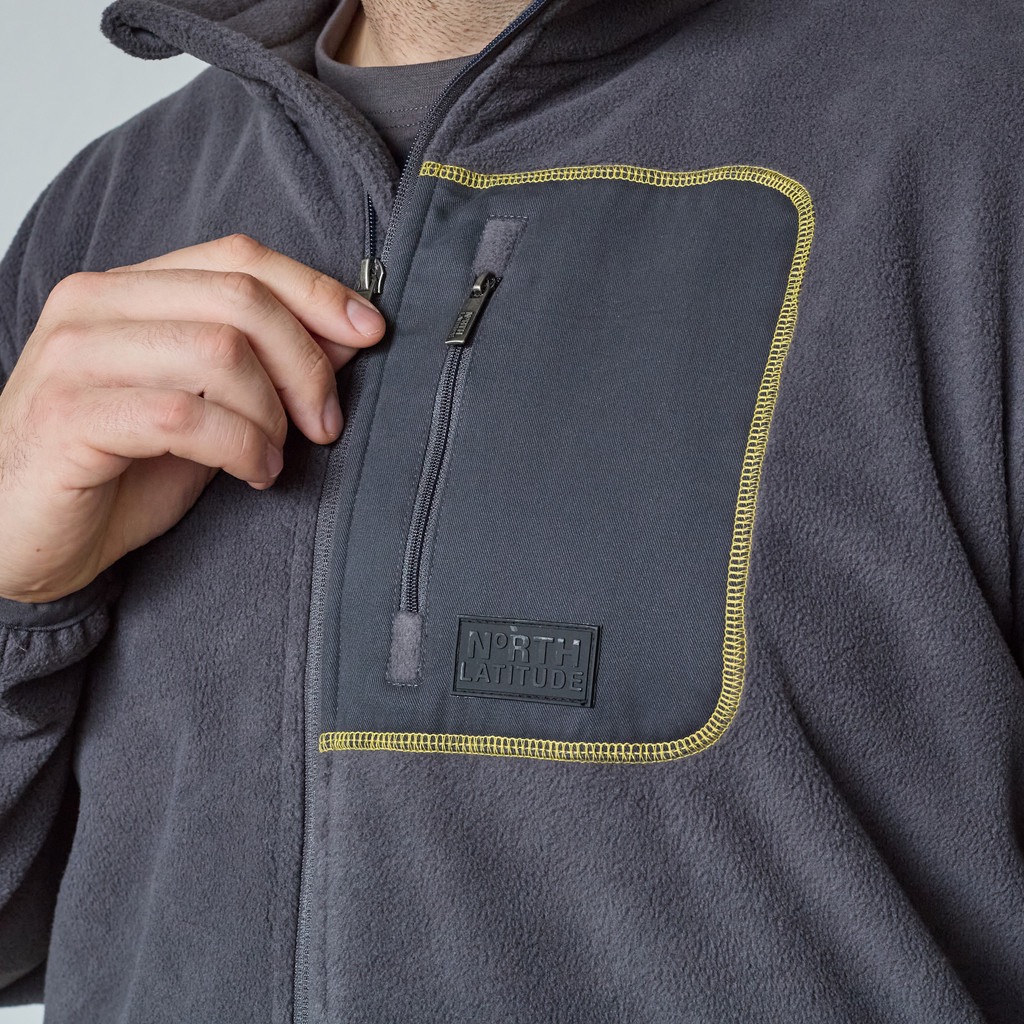 North Latitude fleece med fuld lynlås og brystlomme koks grå - Billede 4