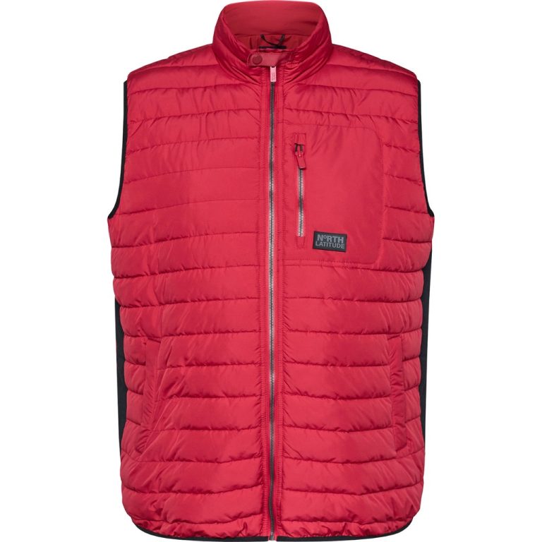 Paprikarød quiltet vest med rib i siden til store mænd fra North Latitude, M til 8XL