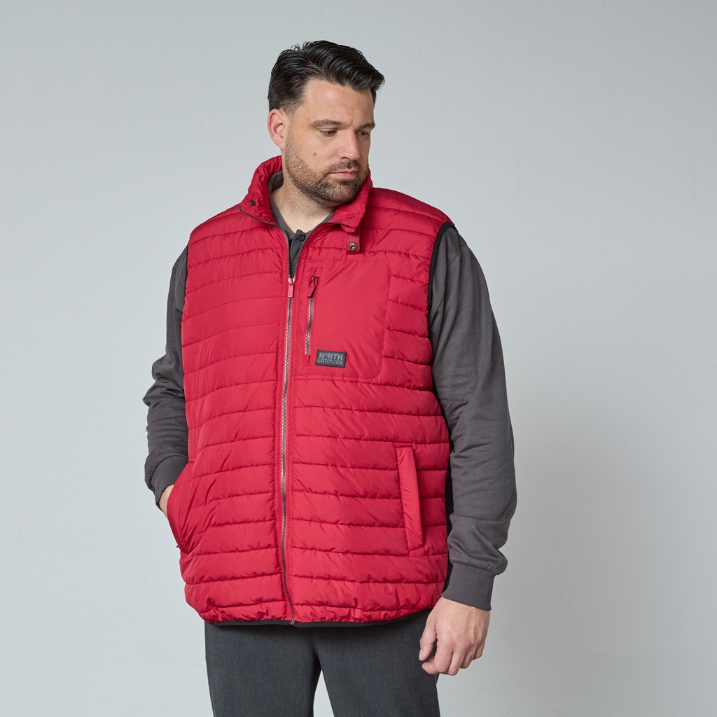 North Latitude quiltet vest med rib i siden paprika - Billede 3