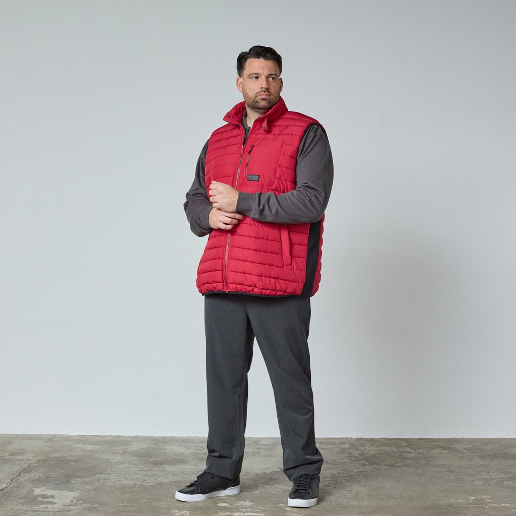 North Latitude quiltet vest med rib i siden paprika