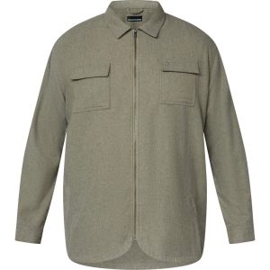 North Latitude suit style overshirt, med fuld lynlås uld mix mørk sand