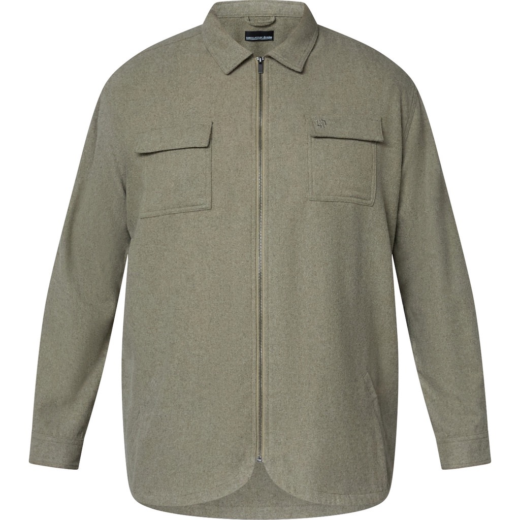 North Latitude suit style overshirt, med fuld lynlås uld mix mørk sand