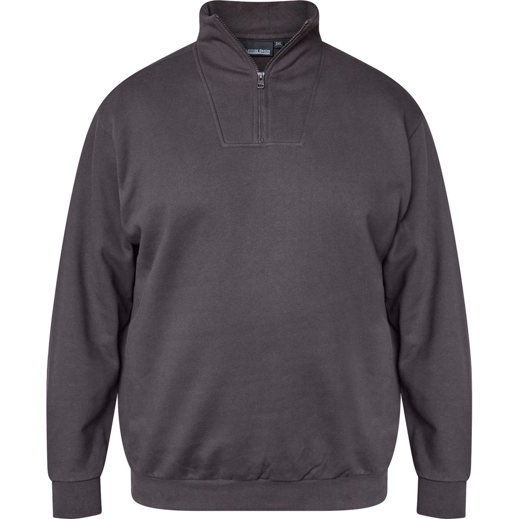 North Latitude Sweatshirt i 100 % bomuld med høj hals og kort lynlås mørk brun
