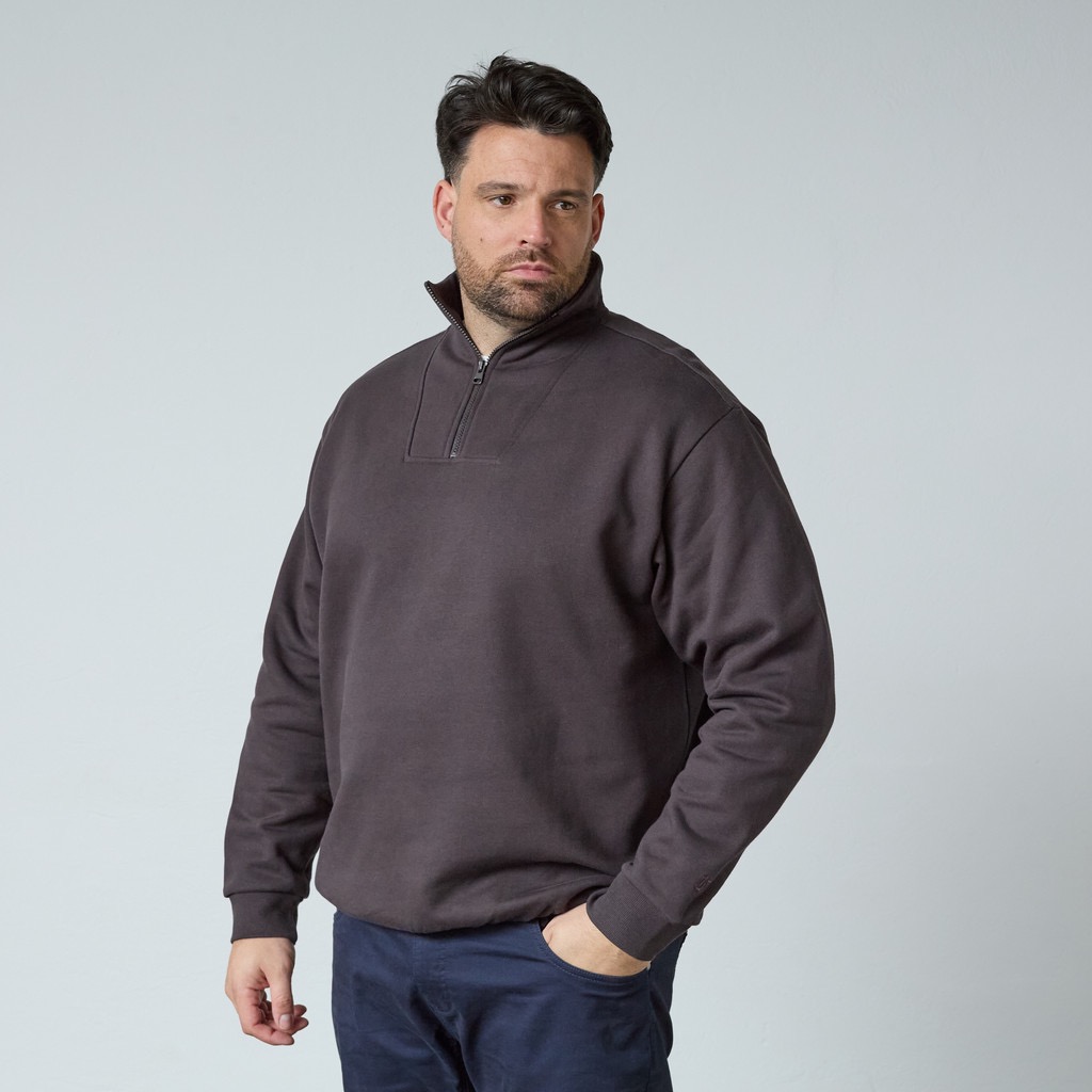 North Latitude Sweatshirt i 100 % bomuld med høj hals og kort lynlås mørk brun - Billede 3