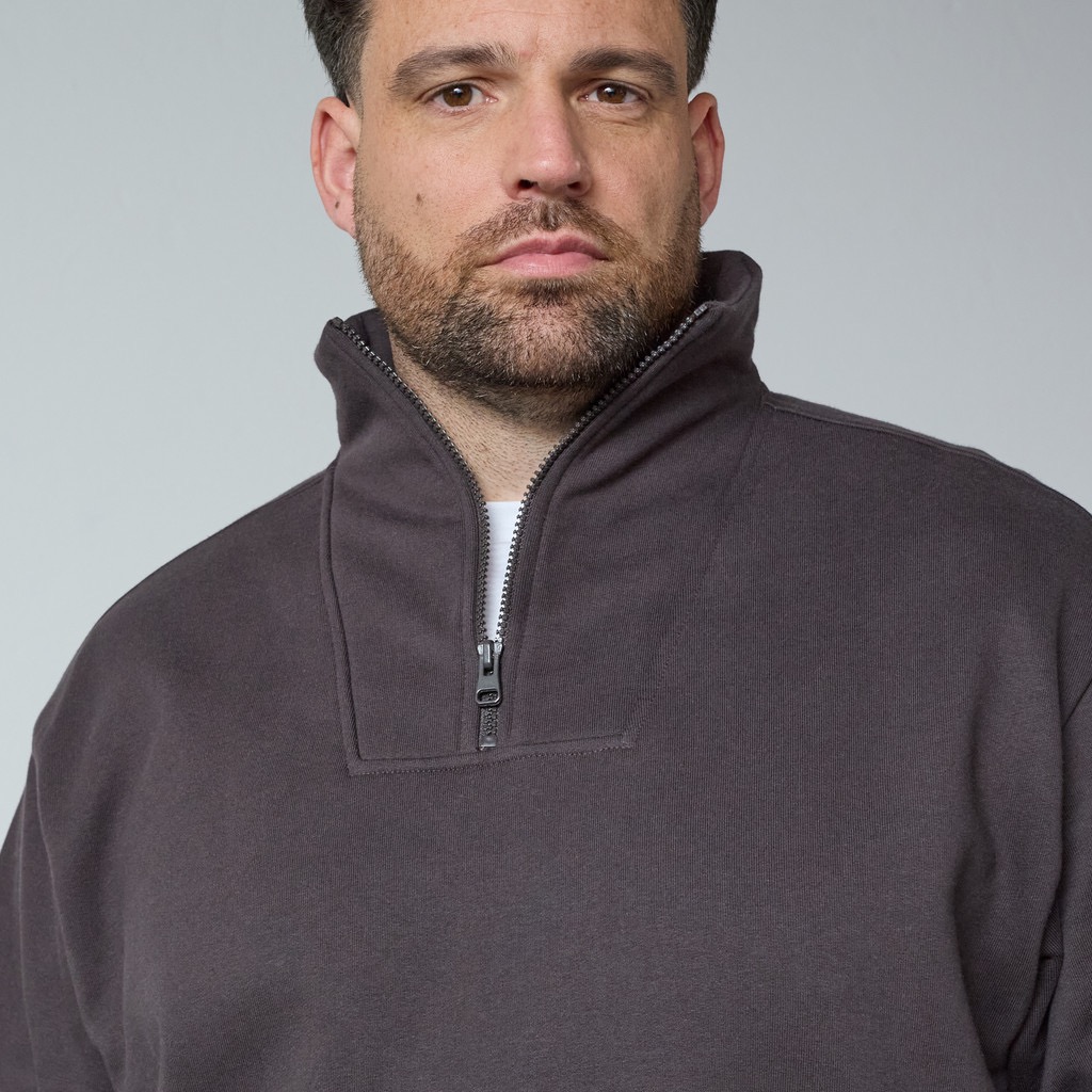 North Latitude Sweatshirt i 100 % bomuld med høj hals og kort lynlås mørk brun - Billede 4