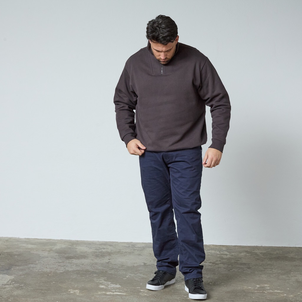 North Latitude Sweatshirt i 100 % bomuld med høj hals og kort lynlås mørk brun