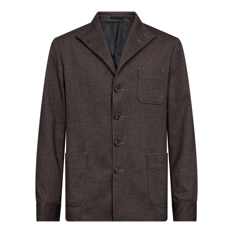 Brun casual hybridjakke, der kan bruges som blazer eller overshirt til store mænd fra Sunwill