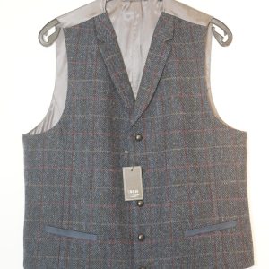 Weis Harrods Tweed vest I 100% uld blå ternet
