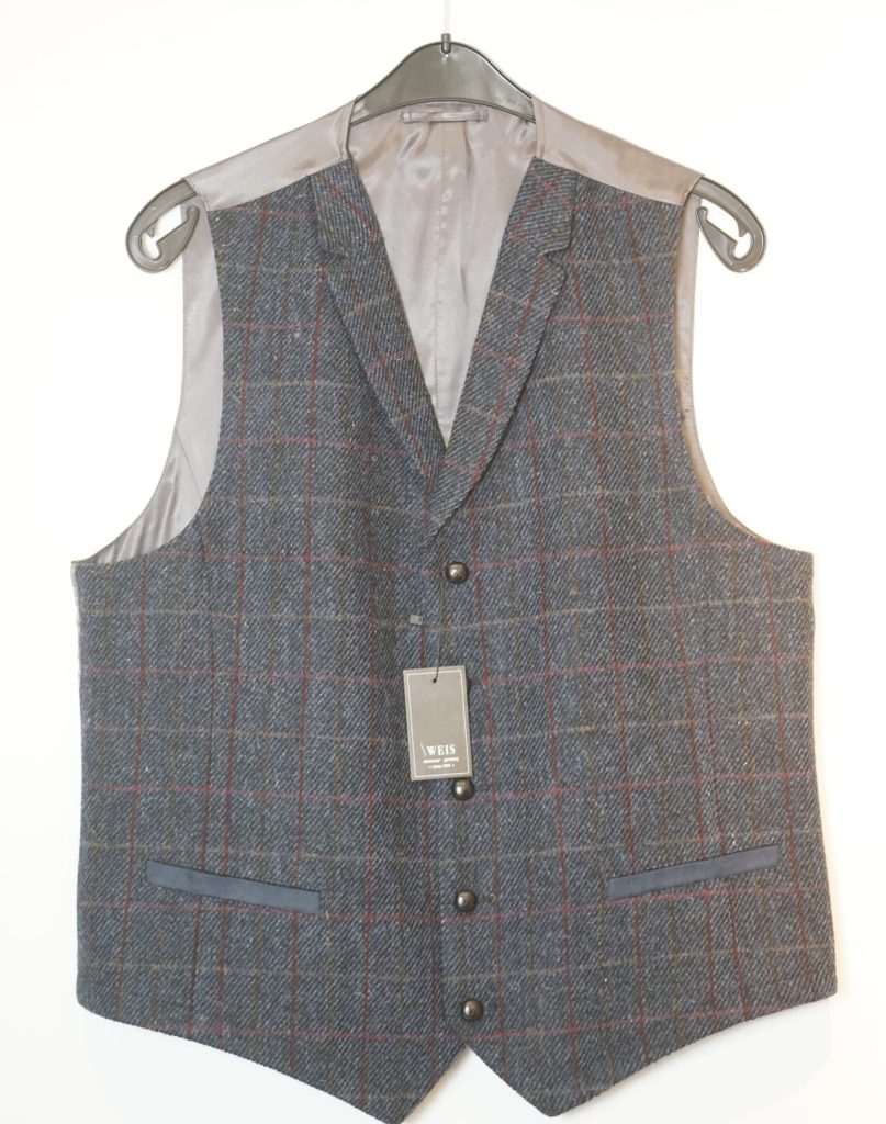 Weis Harrods Tweed vest I 100% uld blå ternet