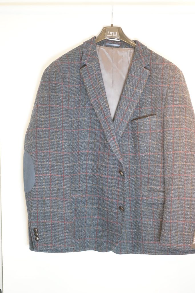 WEIS Klassisk blazer i comfort fit i 100% uld og HARRIS TWEED blå terne