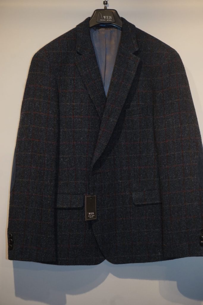 WEIS Klassischer Blazer in Comfort-Fit aus 100%-Wolle und HARRIS TWEED mit blauem Karomuster
