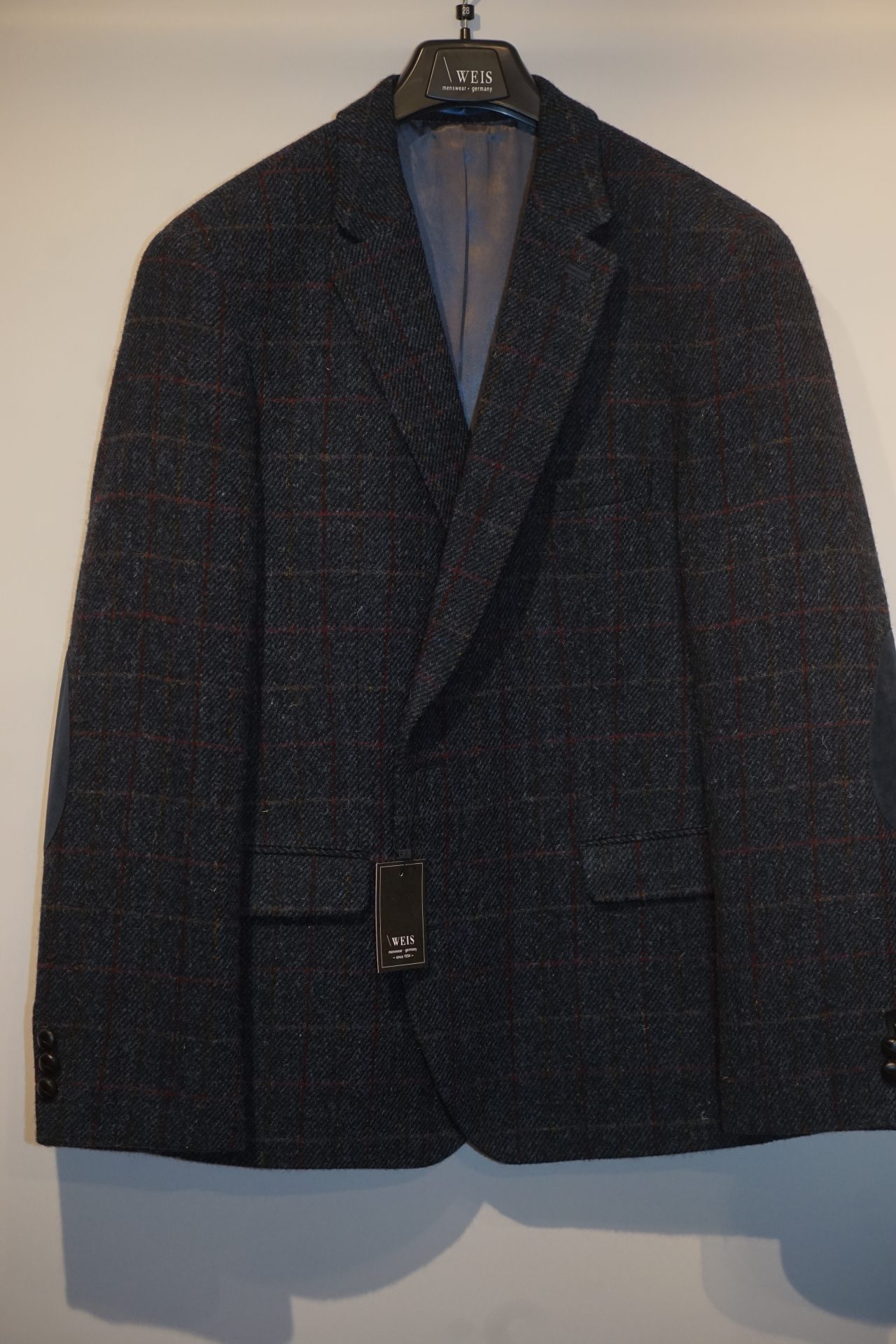 Blauer karierter Blazer aus Wolle und Harris Tweed für große Männer von Weis