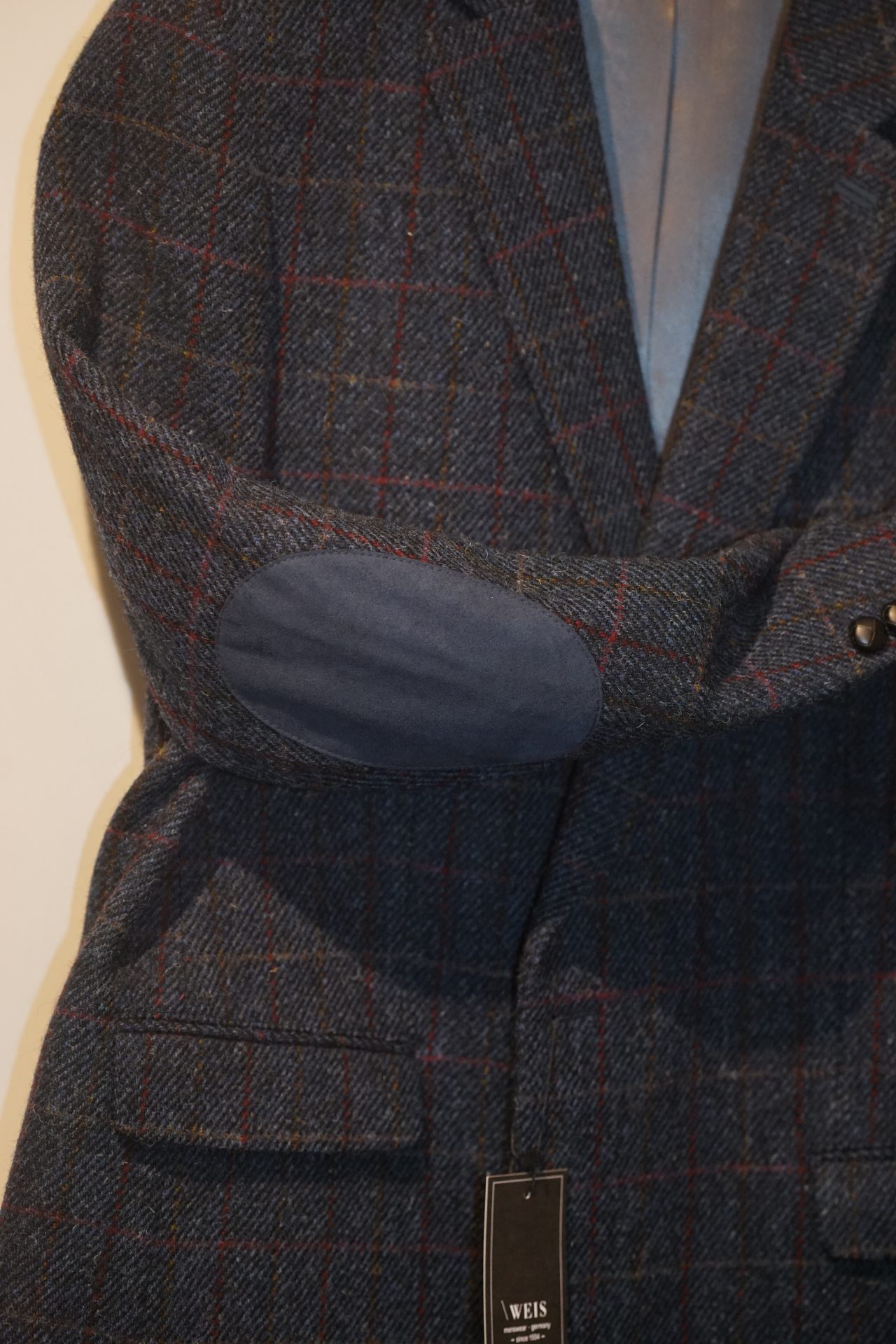 WEIS Klassischer Blazer in Comfort-Fit aus 100%-Wolle und HARRIS TWEED mit blauem Karomuster – Bild 2