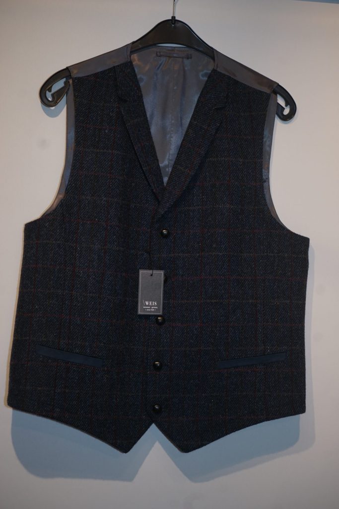 Weis Harris Tweed vest I 100% uld blå ternet